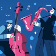 Illustrated image of jazz musicians.
