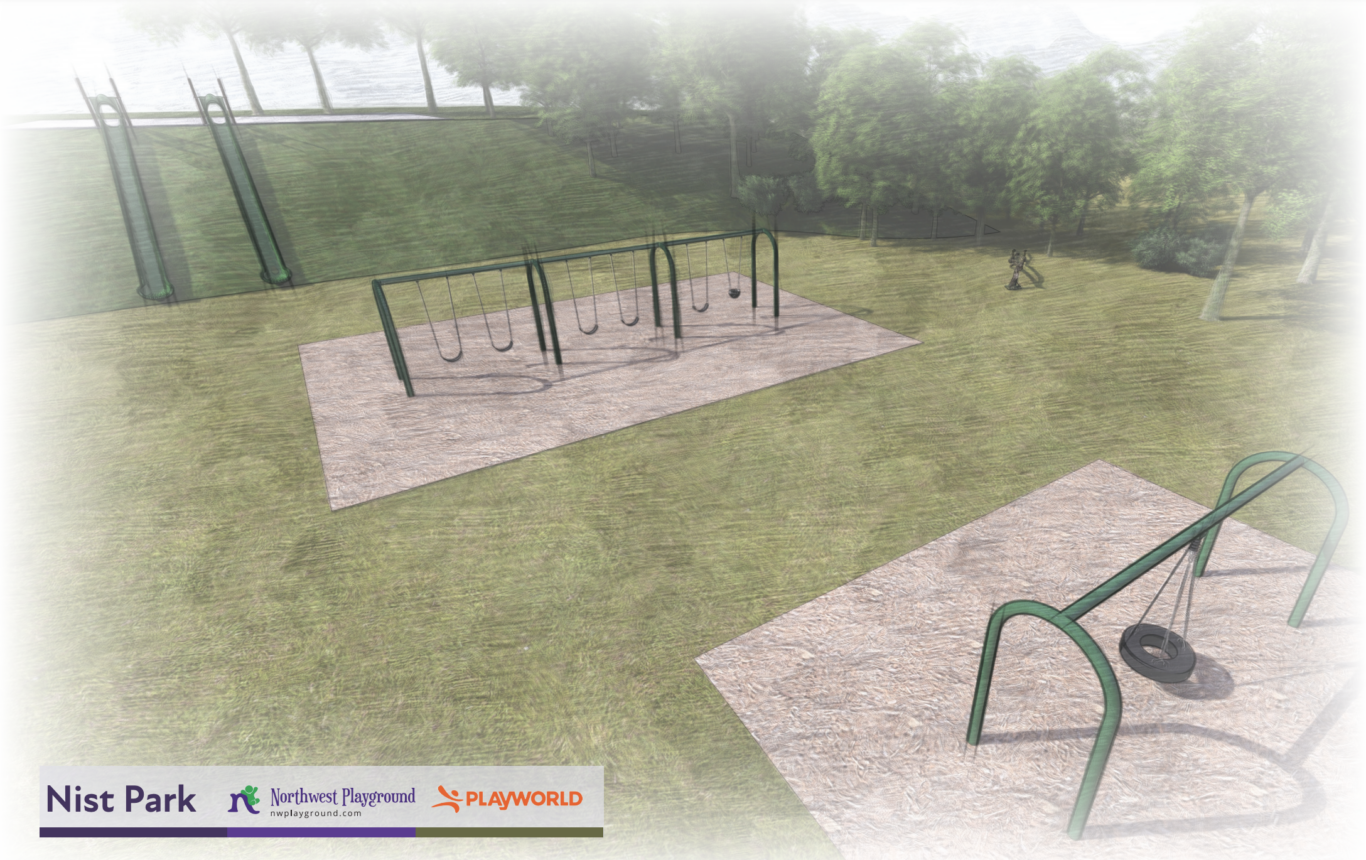 Rendering of new Nist Park playground equipment.